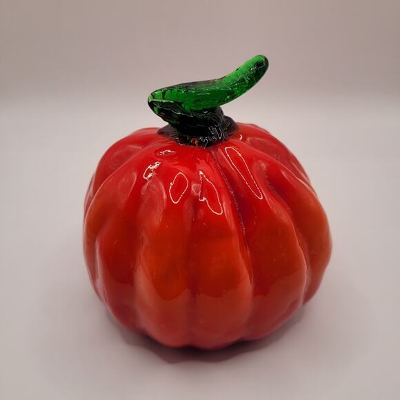 Vintage Blown Art Glass Pumpkin Thanksgiving Autumn Fall Decor - Picture 2 of 6